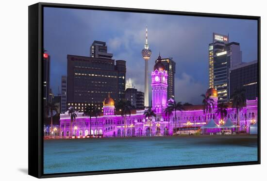 The Sultan Abdul Samad Building at Night, Kuala Lumpur, Malaysia, Southeast Asia, Asia-Stuart Black-Framed Stretched Canvas