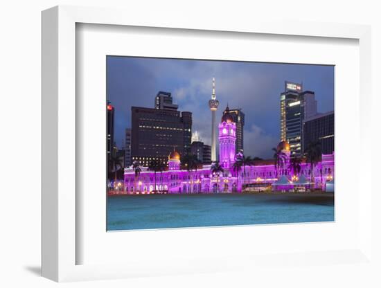 The Sultan Abdul Samad Building at Night, Kuala Lumpur, Malaysia, Southeast Asia, Asia-Stuart Black-Framed Photographic Print