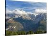 The summits of Brenta mountain range towering above Madonna di Campiglio.-Martin Zwick-Stretched Canvas