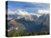 The summits of Brenta mountain range towering above Madonna di Campiglio.-Martin Zwick-Stretched Canvas