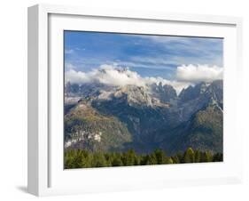 The summits of Brenta mountain range towering above Madonna di Campiglio.-Martin Zwick-Framed Premium Photographic Print