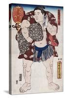 The Sumo Wrestler Ichiriki of the East Side, Japanese Wood-Cut Print-Lantern Press-Stretched Canvas