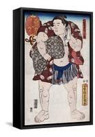 The Sumo Wrestler Ichiriki of the East Side, Japanese Wood-Cut Print-Lantern Press-Framed Stretched Canvas