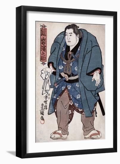 The Sumo Wrestler Kagamiiwa Hamanosuke, Japanese Wood-Cut Print-Lantern Press-Framed Art Print