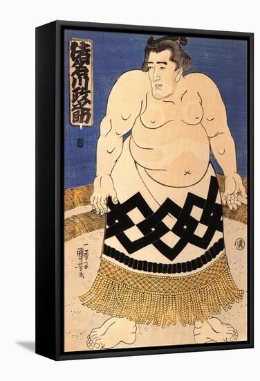 The Sumo Wrestler-Kuniyoshi Utagawa-Framed Stretched Canvas