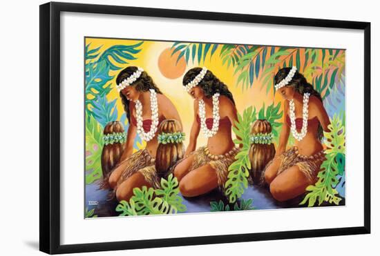 The Sun at the Source of Life, Hawaiian Hula Girls-Warren Rapozo-Framed Giclee Print