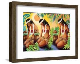The Sun at the Source of Life, Hawaiian Hula Girls-Warren Rapozo-Framed Art Print