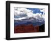 The Sun Breaks Through the Clouds to Highlight the Summit of Pikes Peak-null-Framed Photographic Print