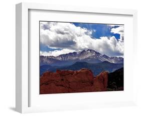 The Sun Breaks Through the Clouds to Highlight the Summit of Pikes Peak-null-Framed Photographic Print