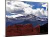 The Sun Breaks Through the Clouds to Highlight the Summit of Pikes Peak-null-Mounted Photographic Print
