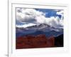 The Sun Breaks Through the Clouds to Highlight the Summit of Pikes Peak-null-Framed Photographic Print