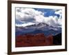 The Sun Breaks Through the Clouds to Highlight the Summit of Pikes Peak-null-Framed Photographic Print