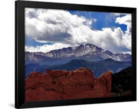 The Sun Breaks Through the Clouds to Highlight the Summit of Pikes Peak-null-Framed Photographic Print