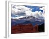 The Sun Breaks Through the Clouds to Highlight the Summit of Pikes Peak-null-Framed Photographic Print