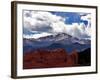 The Sun Breaks Through the Clouds to Highlight the Summit of Pikes Peak-null-Framed Photographic Print