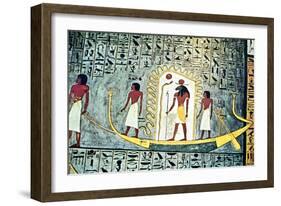 The Sun God Ra, Boat Scene-null-Framed Giclee Print