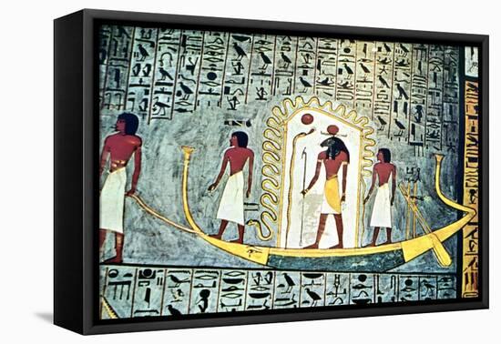 The Sun God Ra, Boat Scene-null-Framed Stretched Canvas