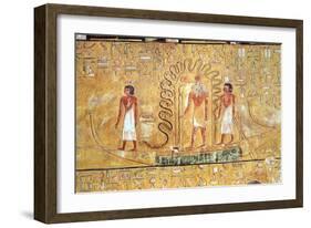 The Sun God Ra in His Solar Barque, Protected by the Coils of a Serpent, from the Tomb of Seti I-Egyptian 19th Dynasty-Framed Giclee Print