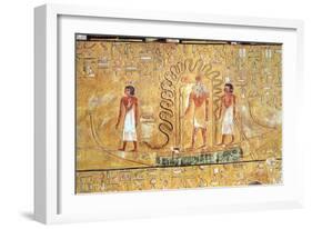 The Sun God Ra in His Solar Barque, Protected by the Coils of a Serpent, from the Tomb of Seti I-Egyptian 19th Dynasty-Framed Giclee Print