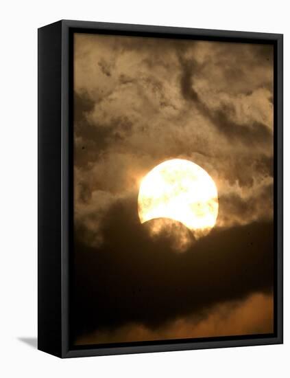 The Sun is Seen During the Solar Eclipse, in Madras, India-null-Framed Stretched Canvas