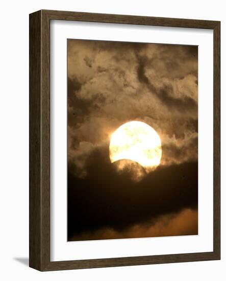 The Sun is Seen During the Solar Eclipse, in Madras, India-null-Framed Photographic Print