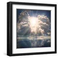 The Sun on Dramatic Sky over Sea-Kletr-Framed Art Print