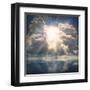 The Sun on Dramatic Sky over Sea-Kletr-Framed Art Print