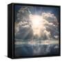 The Sun on Dramatic Sky over Sea-Kletr-Framed Stretched Canvas