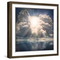 The Sun on Dramatic Sky over Sea-Kletr-Framed Art Print