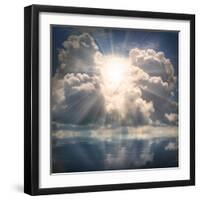 The Sun on Dramatic Sky over Sea-Kletr-Framed Art Print