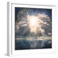 The Sun on Dramatic Sky over Sea-Kletr-Framed Art Print