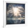 The Sun on Dramatic Sky over Sea-Kletr-Framed Art Print