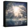 The Sun on Dramatic Sky over Sea-Kletr-Framed Stretched Canvas