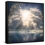 The Sun on Dramatic Sky over Sea-Kletr-Framed Stretched Canvas