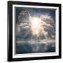 The Sun on Dramatic Sky over Sea-Kletr-Framed Art Print