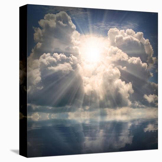 The Sun on Dramatic Sky over Sea-Kletr-Stretched Canvas