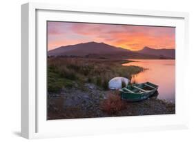 The Sun Rises Behind Mount Snowdon Creating a Beautiful Orange Sky-John Greenwood-Framed Photographic Print