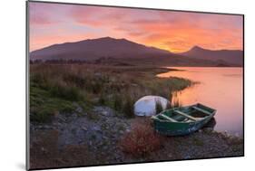 The Sun Rises Behind Mount Snowdon Creating a Beautiful Orange Sky-John Greenwood-Mounted Photographic Print