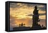 The Sun Sets behind Arc De Triomph Du Carrousel.-Jon Hicks-Framed Stretched Canvas