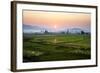 The Sun Sets Behind Foggy Hills and Expansive Rice Paddy Fields Near Chiang Mai, Thailand-Dan Holz-Framed Photographic Print