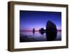The Sun Sets Behind Haystack Rock at Cannon Beach, Oregon-Ben Coffman-Framed Photographic Print
