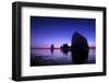 The Sun Sets Behind Haystack Rock at Cannon Beach, Oregon-Ben Coffman-Framed Photographic Print