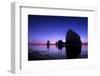 The Sun Sets Behind Haystack Rock at Cannon Beach, Oregon-Ben Coffman-Framed Photographic Print