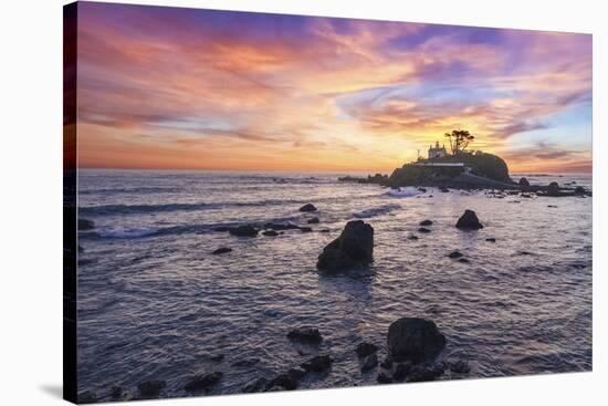 The Sun Sets Behind the Battery Point Lighthouse in Crescent City, California-Ben Coffman-Stretched Canvas