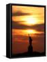 The Sun Sets Behind the Statue of Liberty on the Longest Day of the Year-null-Framed Stretched Canvas