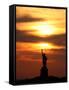 The Sun Sets Behind the Statue of Liberty on the Longest Day of the Year-null-Framed Stretched Canvas