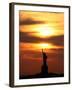 The Sun Sets Behind the Statue of Liberty on the Longest Day of the Year-null-Framed Premium Photographic Print