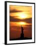 The Sun Sets Behind the Statue of Liberty on the Longest Day of the Year-null-Framed Premium Photographic Print