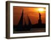 The Sun Sets Behind the Statue of Liberty on the Longest Day of the Year-null-Framed Premium Photographic Print