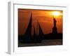The Sun Sets Behind the Statue of Liberty on the Longest Day of the Year-null-Framed Premium Photographic Print